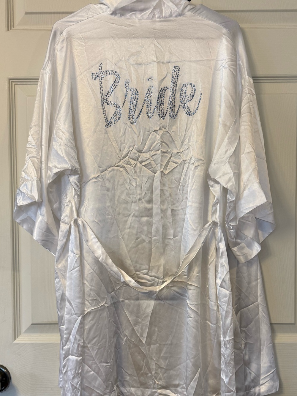 Victoria’s Secret White Satin Bride Robe with Rhinestone Script